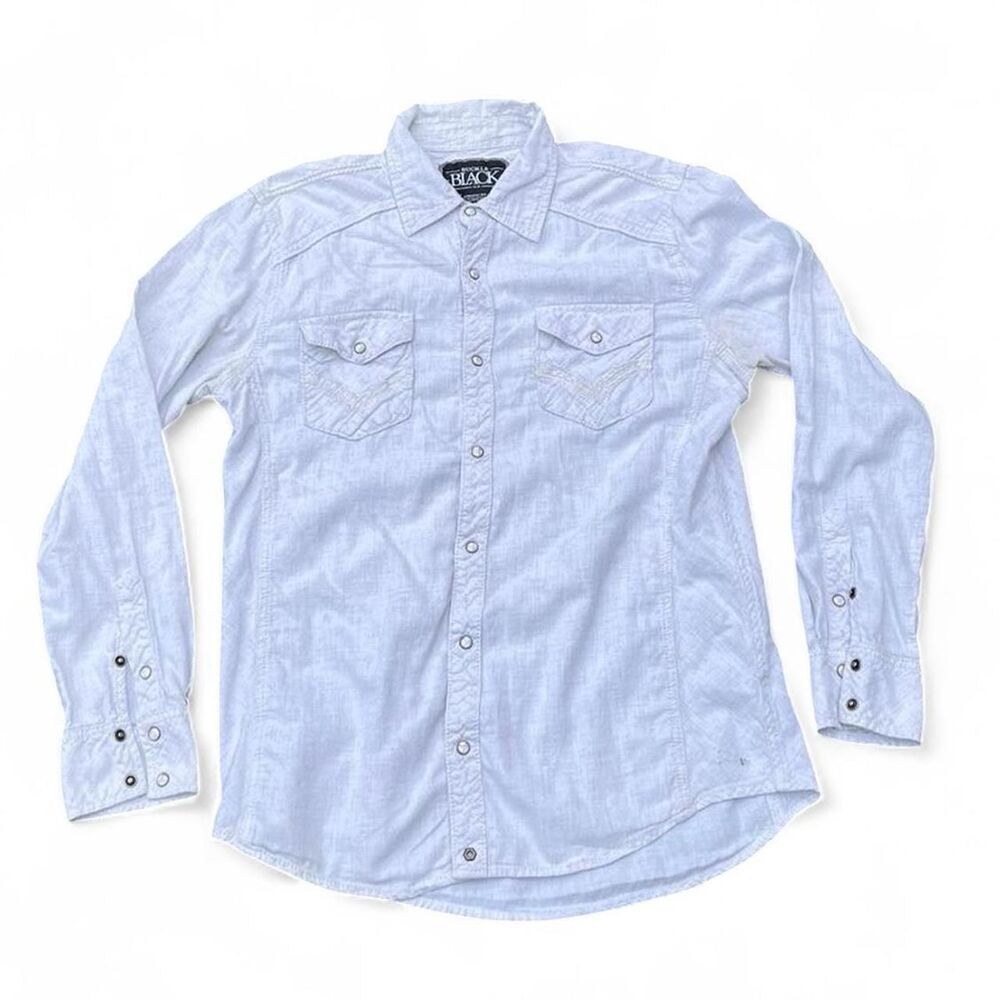 Buckle-black Men's White and Grey Shirt